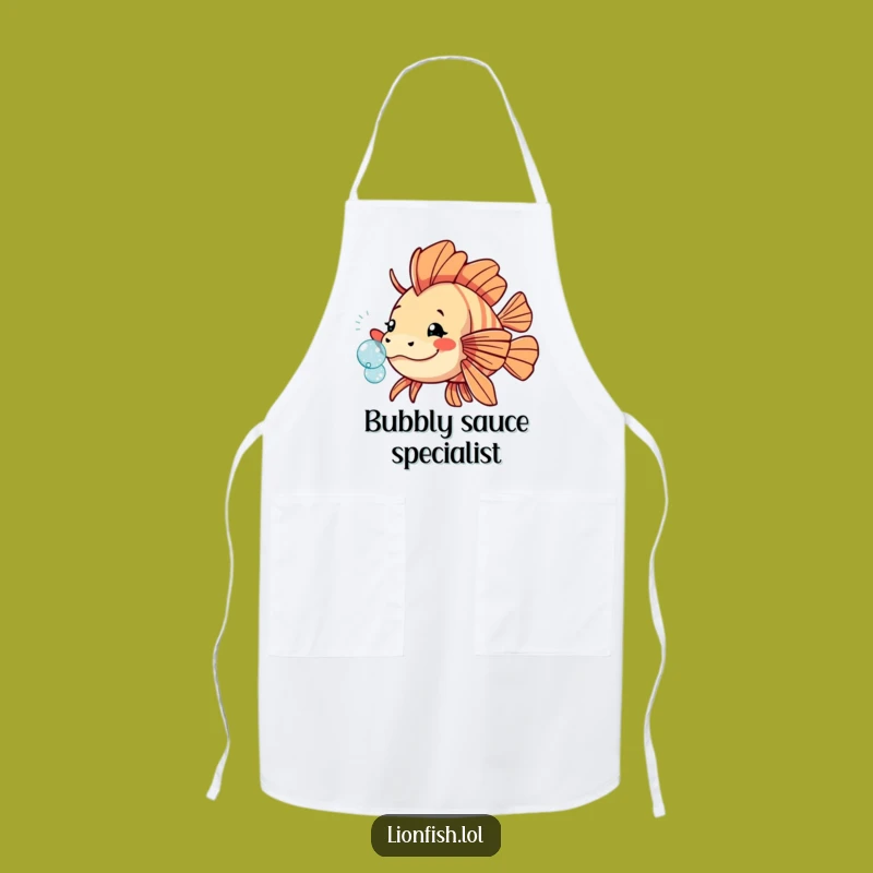 Funny Playful Lionfish Apron - Cook with Bubbles - Great Whimsical Gift