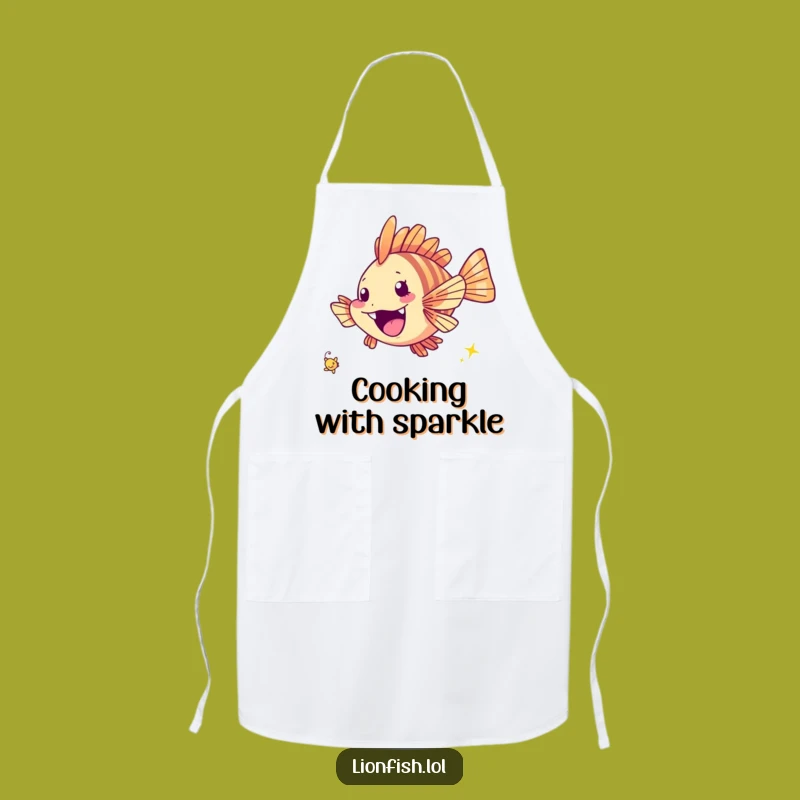 Funny Cheerful Lionfish Apron - Cook with Sparkle - Great Joyful Gift