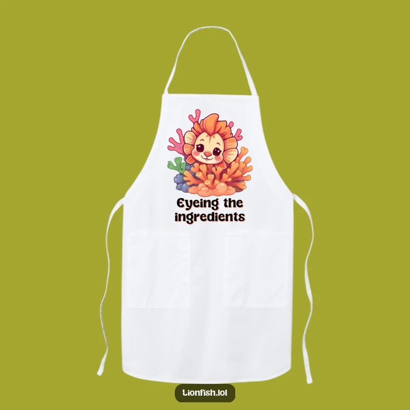 Funny Curious Lionfish Apron - Peekaboo Kitchen Fun - Great Quirky Gift