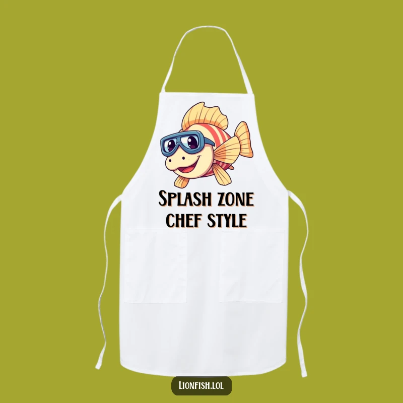 Funny Giggling Lionfish Apron - Hilarious Kitchen Adventure Cook Gift