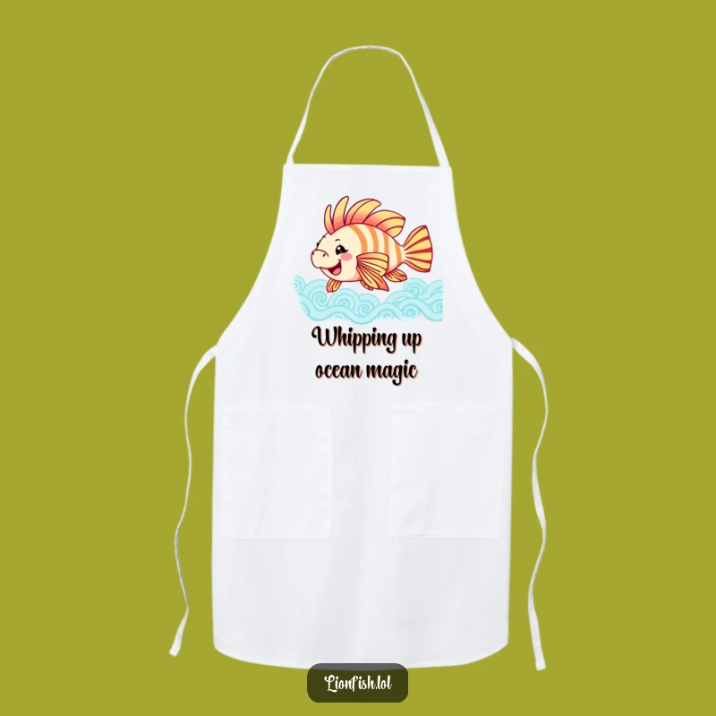 Funny Joyful Lionfish Apron - Cook with Cheer - Great Funny Gift