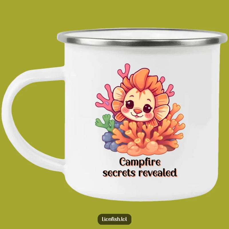 Funny Curious Lionfish Camping Mug - Explore the Unknown - Perfect Gift