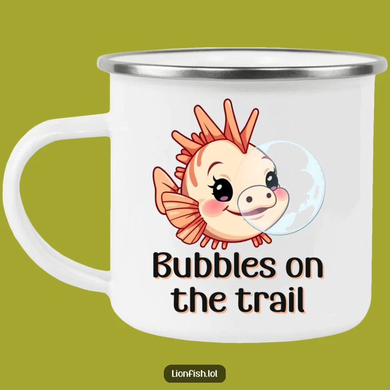 Funny Lionfish Bubble Camping Mug: Determined Adventures, Humorous Gift for Outdoors
