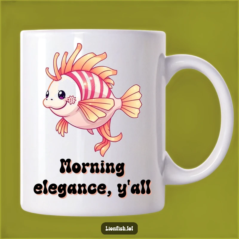 Funny Shimmering Lionfish Twirl Mug: Elegant Underwater Dance for Your Coffee Gift