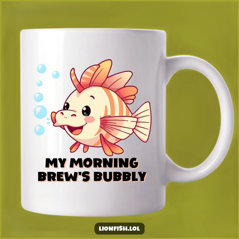 Funny Lionfish Blowing Bubbles Mug: A Playful Marine Friend for Your Coffee