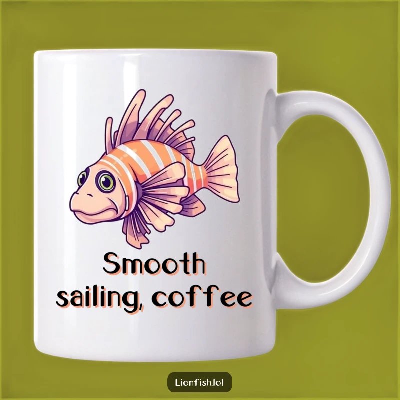 Funny Determined Lionfish Mug - Graceful Ocean Glide - Perfect Gift