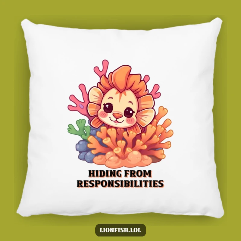 Funny Curious Lionfish Pillow - Cozy Intrigue - Perfect Quirky Gift