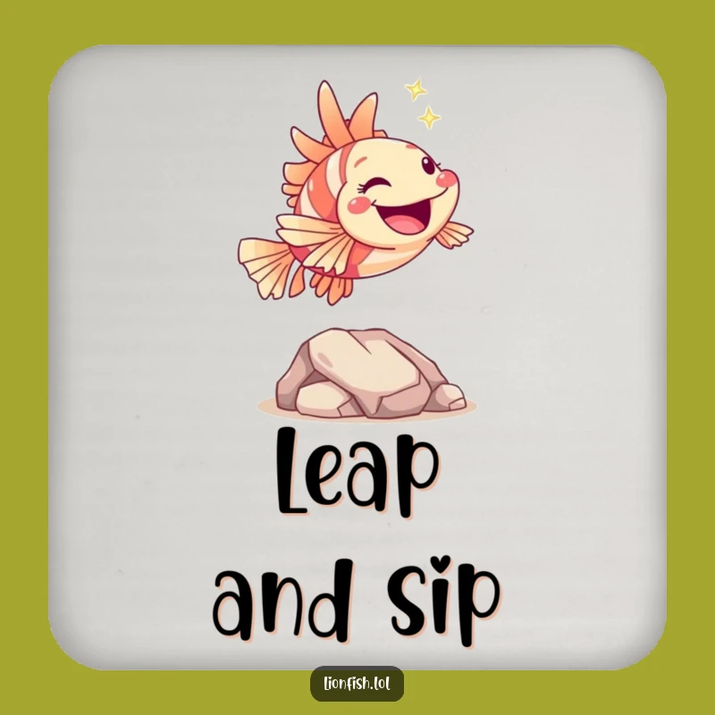 Funny Hopping Lionfish Coaster: Joyful Protection, Humorous Gift for Tables