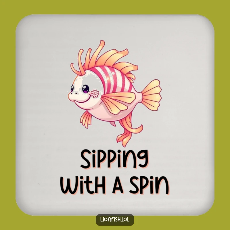 Funny Shimmering Lionfish Coaster: Protect Surfaces With Elegant Underwater Dance Gift