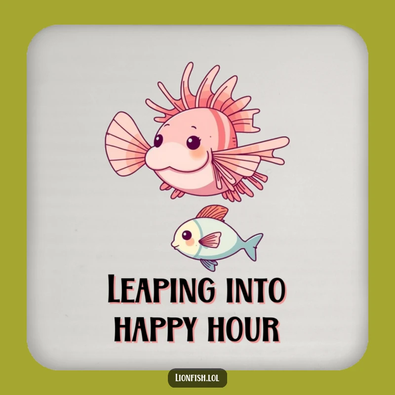 Funny Happy Lionfish Coaster: Protect Surfaces With Energetic Underwater Action Gift
