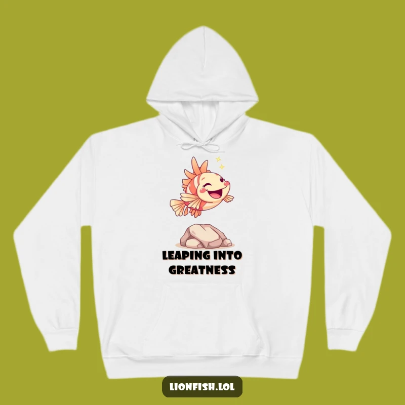 Funny Hopping Lionfish Hoodie: Joyful Comfort, Humorous Gift for All