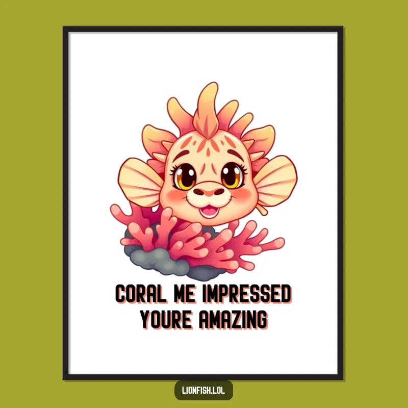 Free Printable Cute Lionfish Art: Curious Peek-a-Boo Downloadable Decor