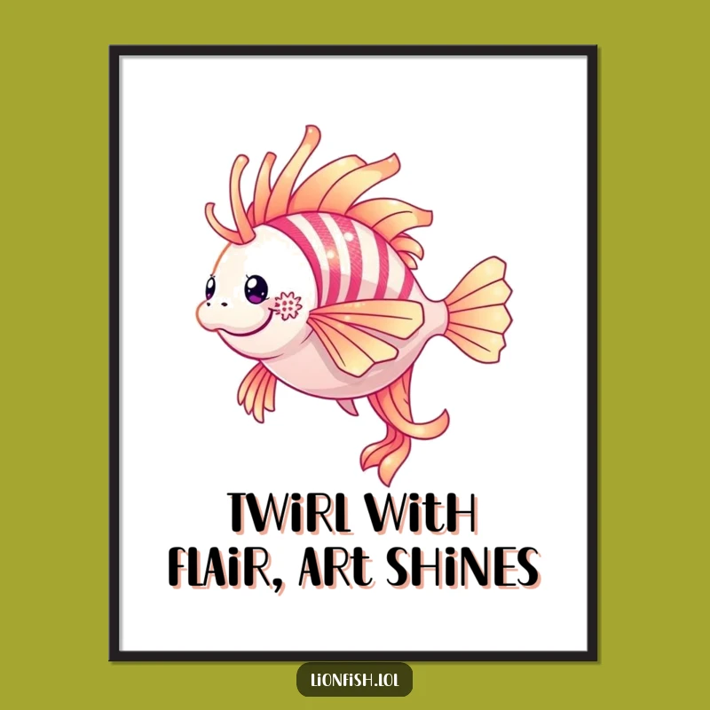 Funny Free Printable Lionfish Wall Art: Shimmering Twirl - Downloadable Art Decor