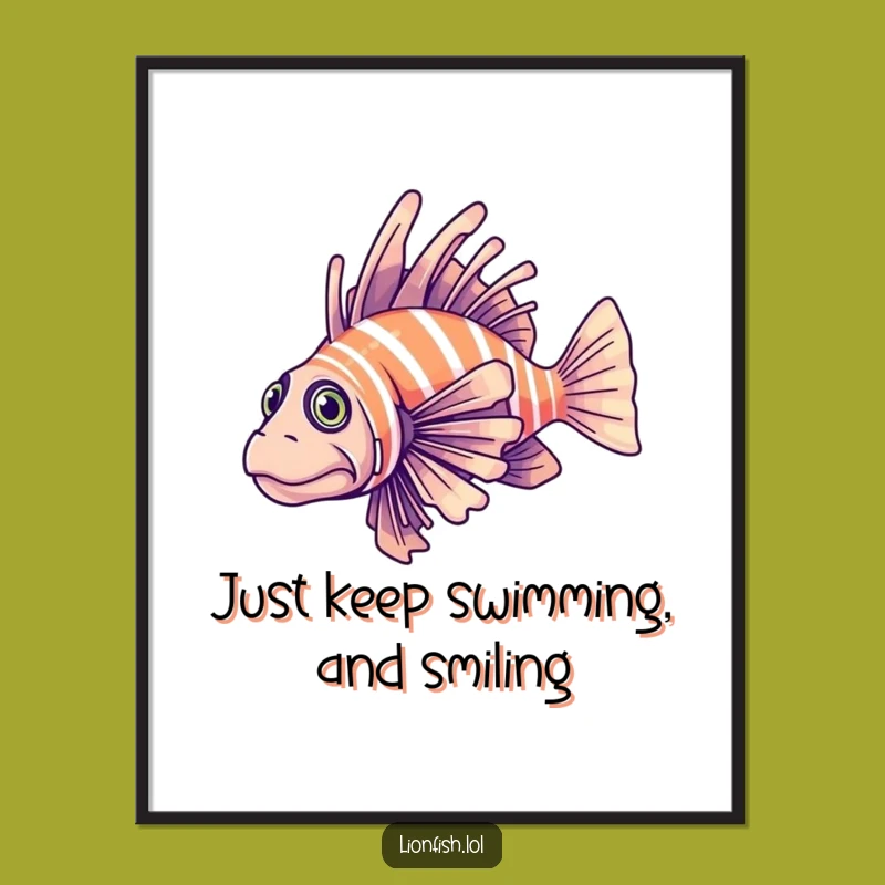 Free Printable Funny Lionfish Wall Art - Determined Glide Downloadable Decor