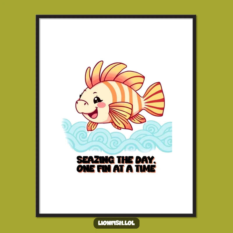 Free Printable Funny Lionfish Wall Art - Joyful Swayer Downloadable Tropical Decor