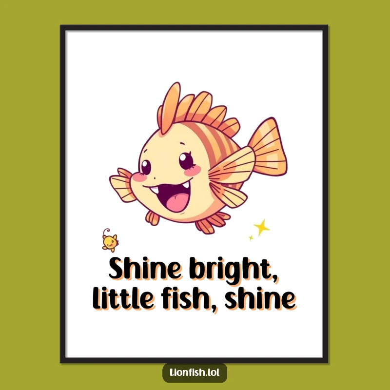 Free Printable Funny Lionfish Wall Art - Cheerful Speck Chaser Downloadable Decor