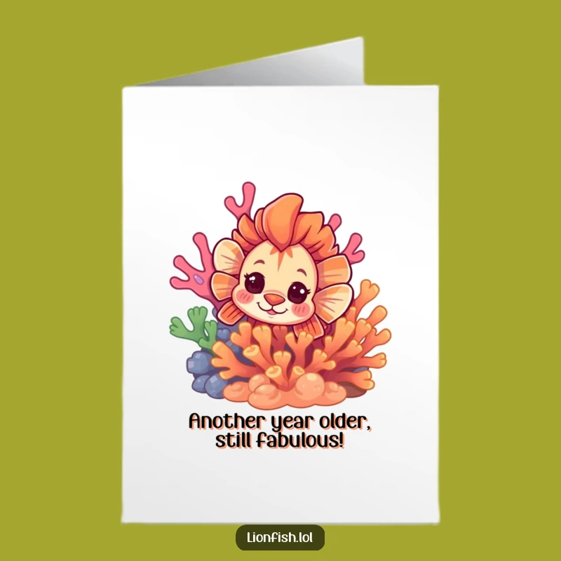 Free Printable Funny Lionfish Peek-a-Boo Birthday Card - Curious Coral Downloadable