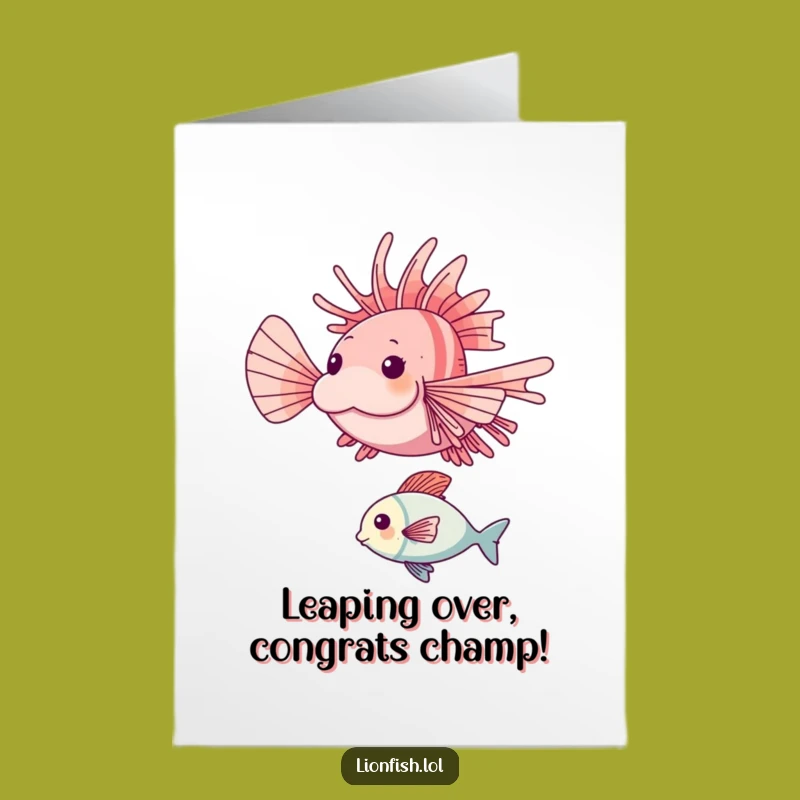 Free Printable Congrats Card: Happy Lionfish Leap - Funny Downloadable Gift