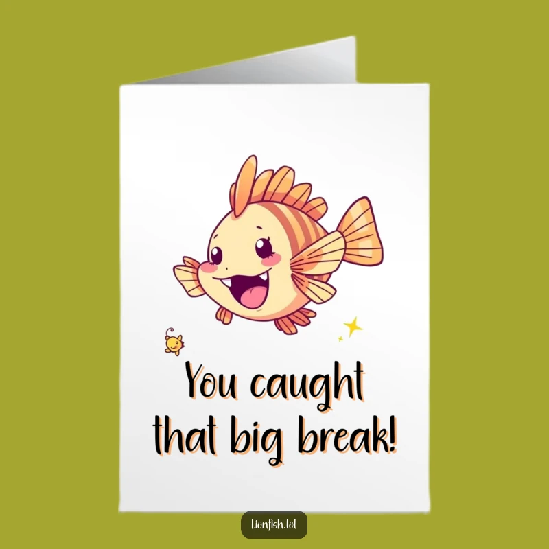 Free Printable Lionfish Congrats Card - Cheerful Speck Chaser Downloadable
