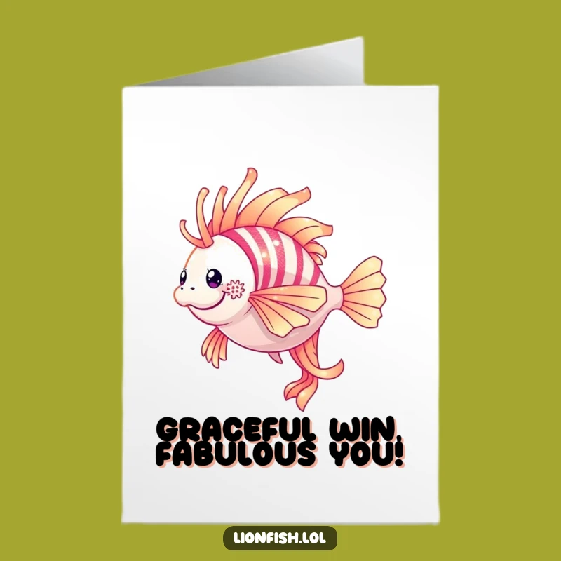 Free Printable Congrats Card: Shimmering Lionfish Twirl - Funny Downloadable Gift