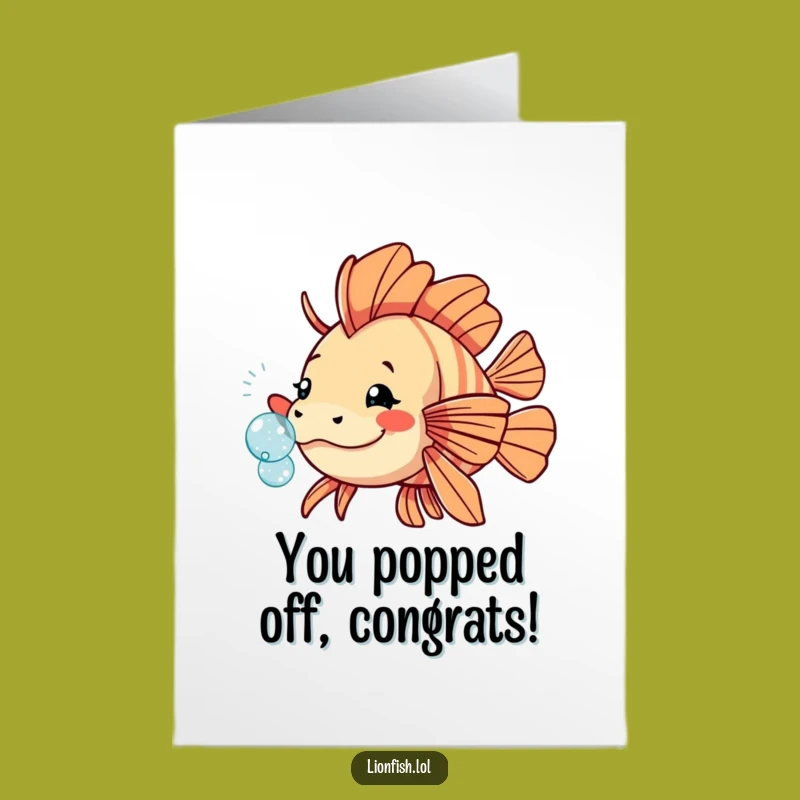 Free Printable Lionfish Congrats Card - Playful Bubble Nudge Downloadable