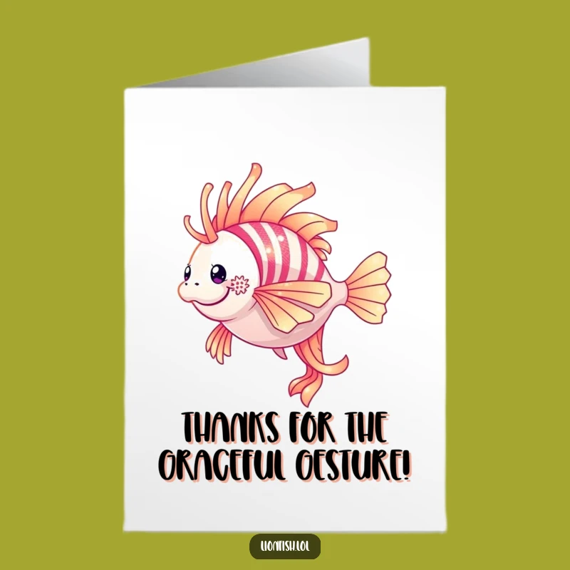 Free Printable Thank You Card: Shimmering Lionfish Twirl - Funny Downloadable Gift
