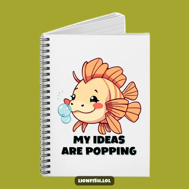 Funny Playful Lionfish Notebook - Jot Down Fun Ideas - Gift Idea