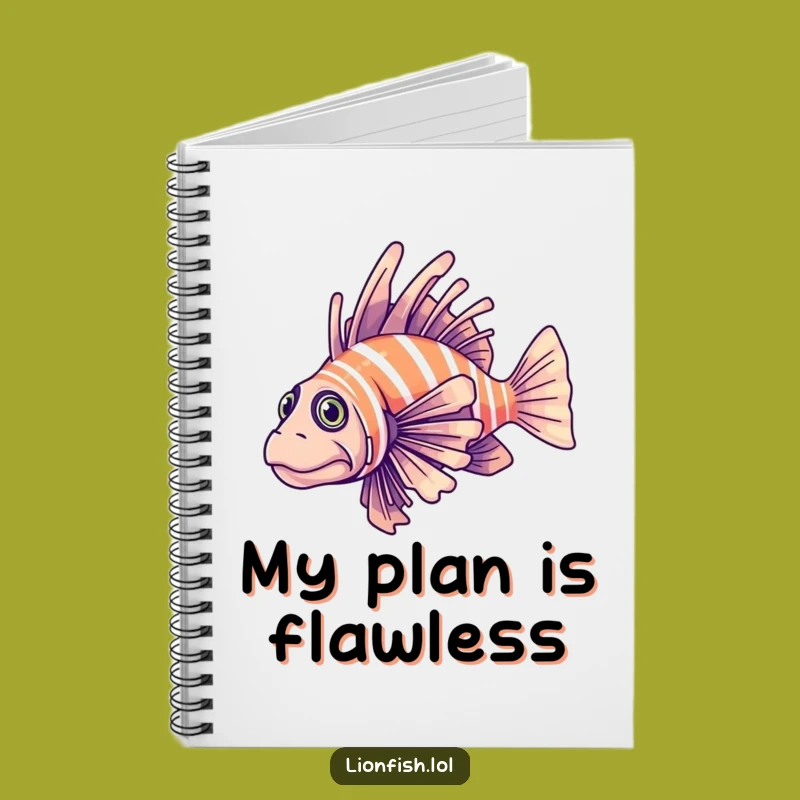 Funny Determined Lionfish Notebook - Jot Down Goals - Gift Idea