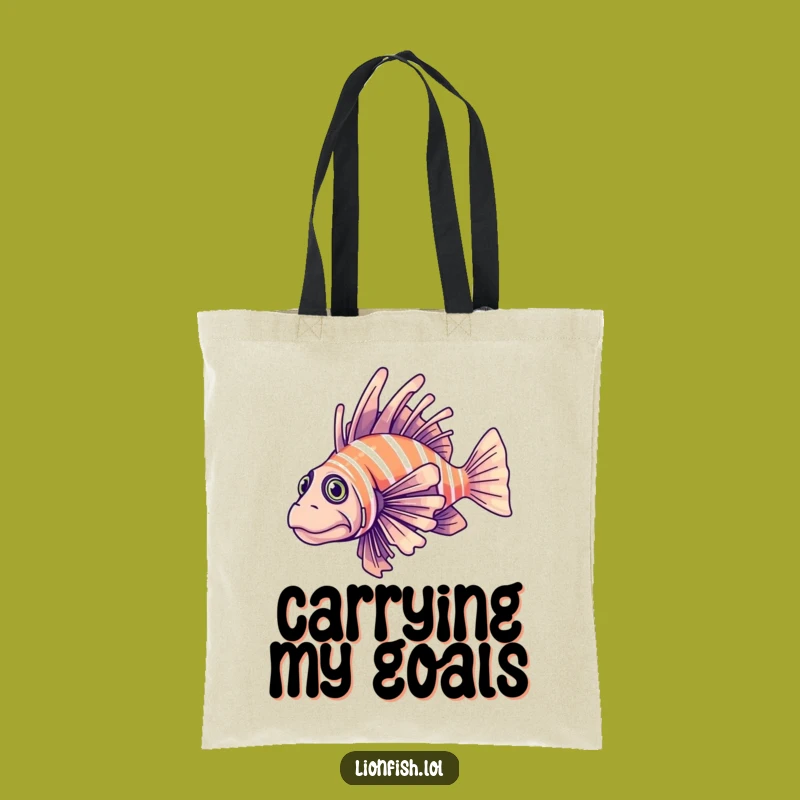 Funny Determined Lionfish Tote Bag - Carry Your Purpose - Ideal Gift