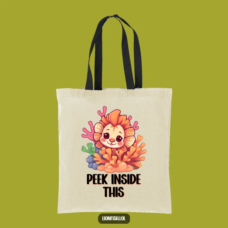 Funny Curious Lionfish Tote Bag - Carry Your Intrigue - Ideal Quirky Gift